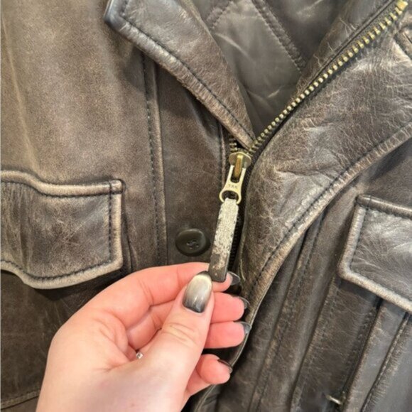 Timberland VINTAGE Dark Brown genuine Leather Weather Gear Jacket- Large - Picture 11 of 12